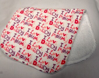 Baby Girl Burp Cloth, Baby Shower Gift, Welcome Baby Gift: I Love Mommy, i Love Daddy