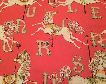 Carousel Horse Merry Go Round Circus Ride Pink Horse Entertainment Children Babies Nursery from Dear Stella