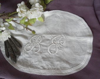 Monogram LCV old linen doily