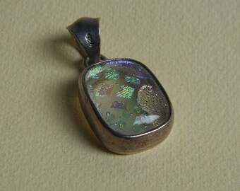 Dichroic Glass and Sterling Pendant