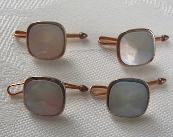 Vintage Shirt Studs Mother of Pearl Centers 4 Pieces