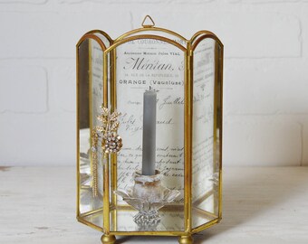 Gold Terrarium, Terrarium, Glass Terrarium, Vintage Terrarium, Gold Terrarium Box, Vintage Terrarium, Vanity Decor, Dresser Decor, Terrarium