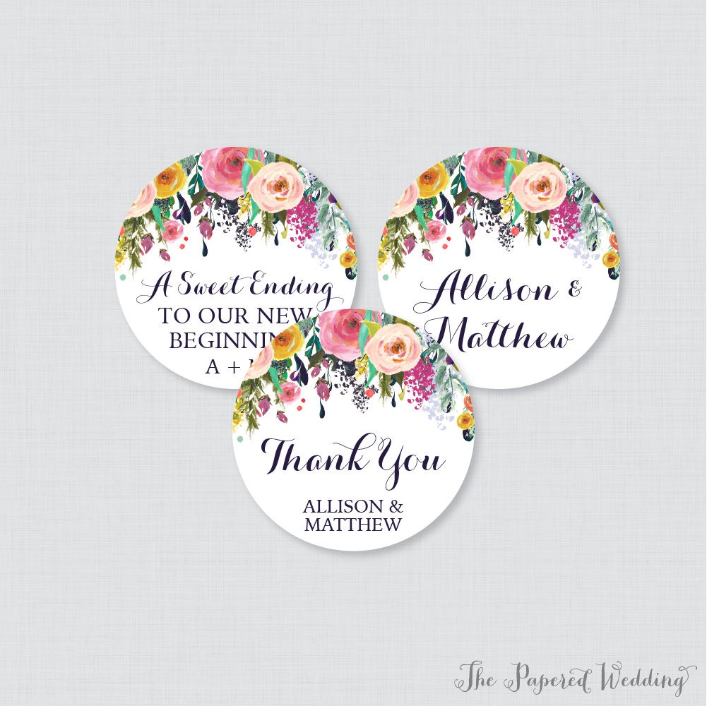 Printable OR Printed Wedding Stickers Floral Circle Wedding