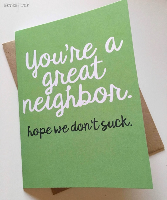 Neighbor Card Thank You Card Thanks Friend Card