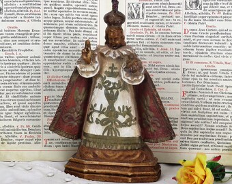 Antique Statue Infant of Prague Infant Jesus Santo Nino Collector Gorgeous HTF