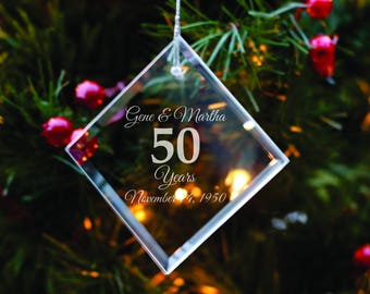 Custom Anniversary Ornament - Anniversary Gift - Christmas Tree Decoration - Wife Gift - Xmas Present - Gift for Parents - Grandparent Gift