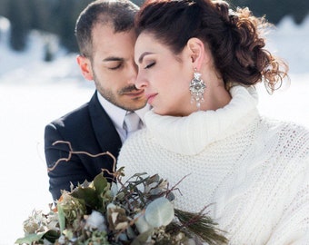 Silver bridal earrings