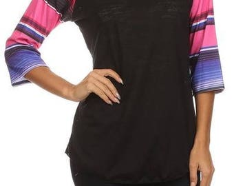 Serape print sleeve Baseball jersey