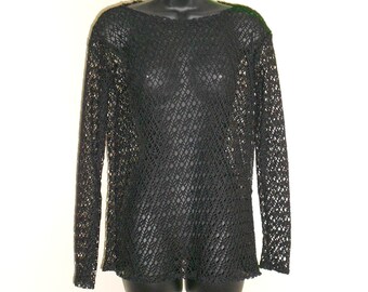 Tribal Fusion Bellydance Black Mesh Shirt Small Medium