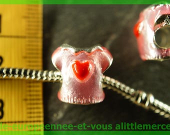 Pearl European N9 heart spacer for bracelet charms