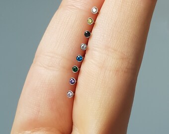 Cubic zirconia nose stud, L shaped, Surgical steel nose studs, stainless steel, 18 gauge, body jewellery, gypsy jewelry, simple nose pin, uk