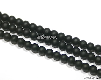 15 pearls of Black Onyx polished diaetre ø6mm