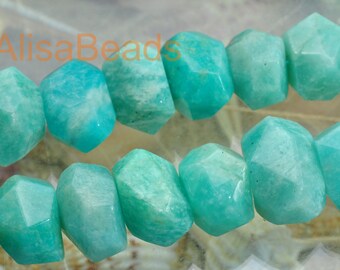 Natural Amazonite,faceted nugget,10x13mm-12x18mm,beads,15.5 inches