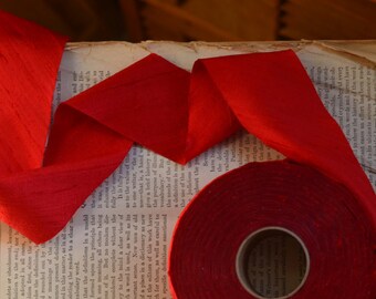 bright red dupioni silk ribbon