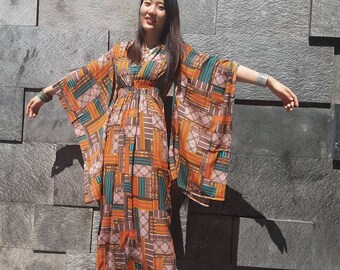 Silky Poncho with kimono sleeve, caftan kimono sleeve