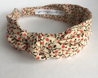 Narrow side bow Headbands for women side knot headband Women's Fabric Headband side knot topknot Adult headband woman calico cute berries