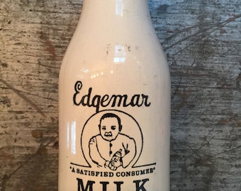Vintage Edgemar Santa Minica Dairy Co Old Milk Bottle Farmhouse Decorating