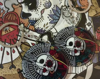 Catrina Azteca dia de Los muertos Keychain