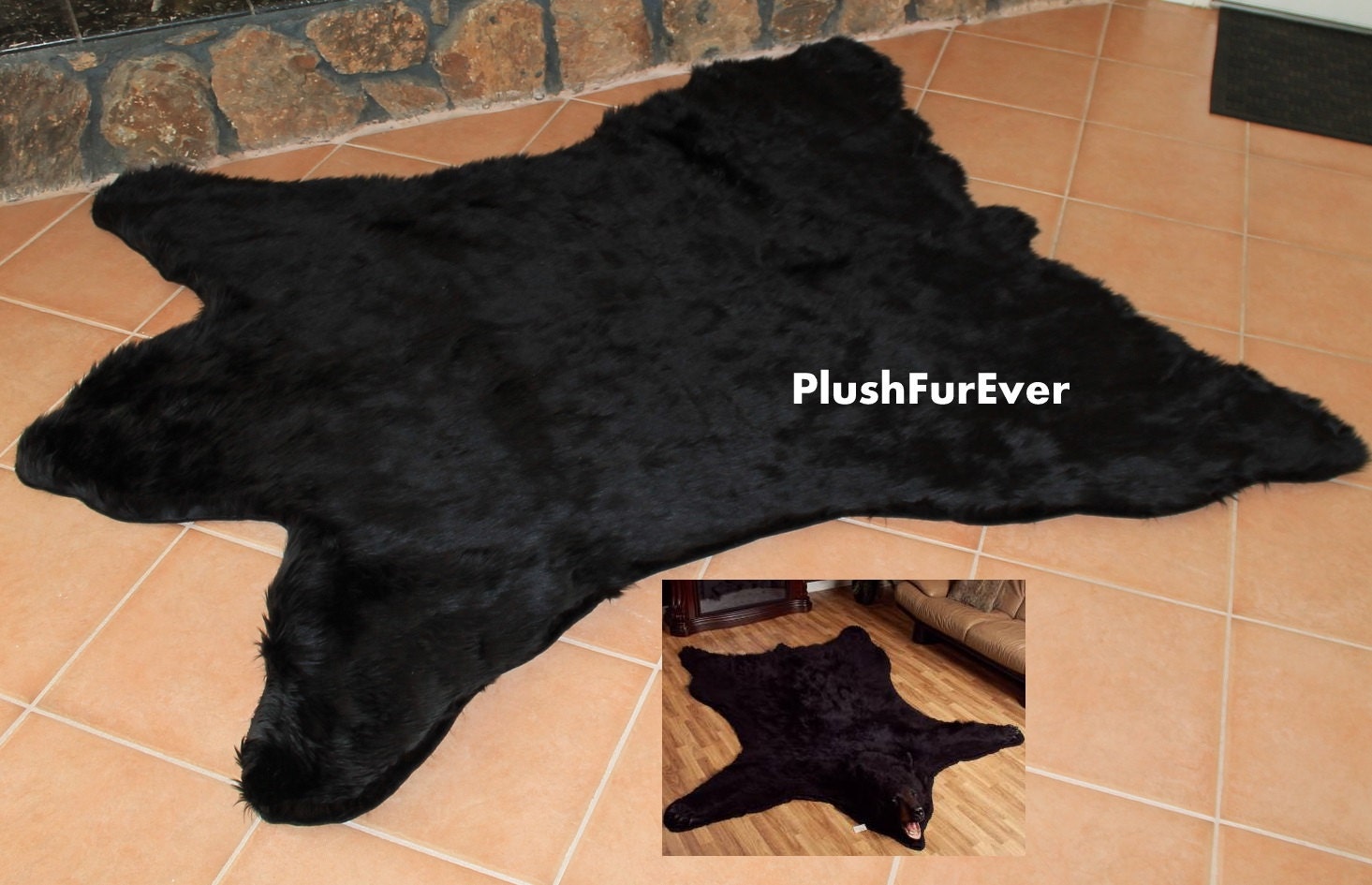 60 x 72 Black Bear Area Rug Realistic California
