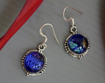 Dichroic Glass Sterling Earrings