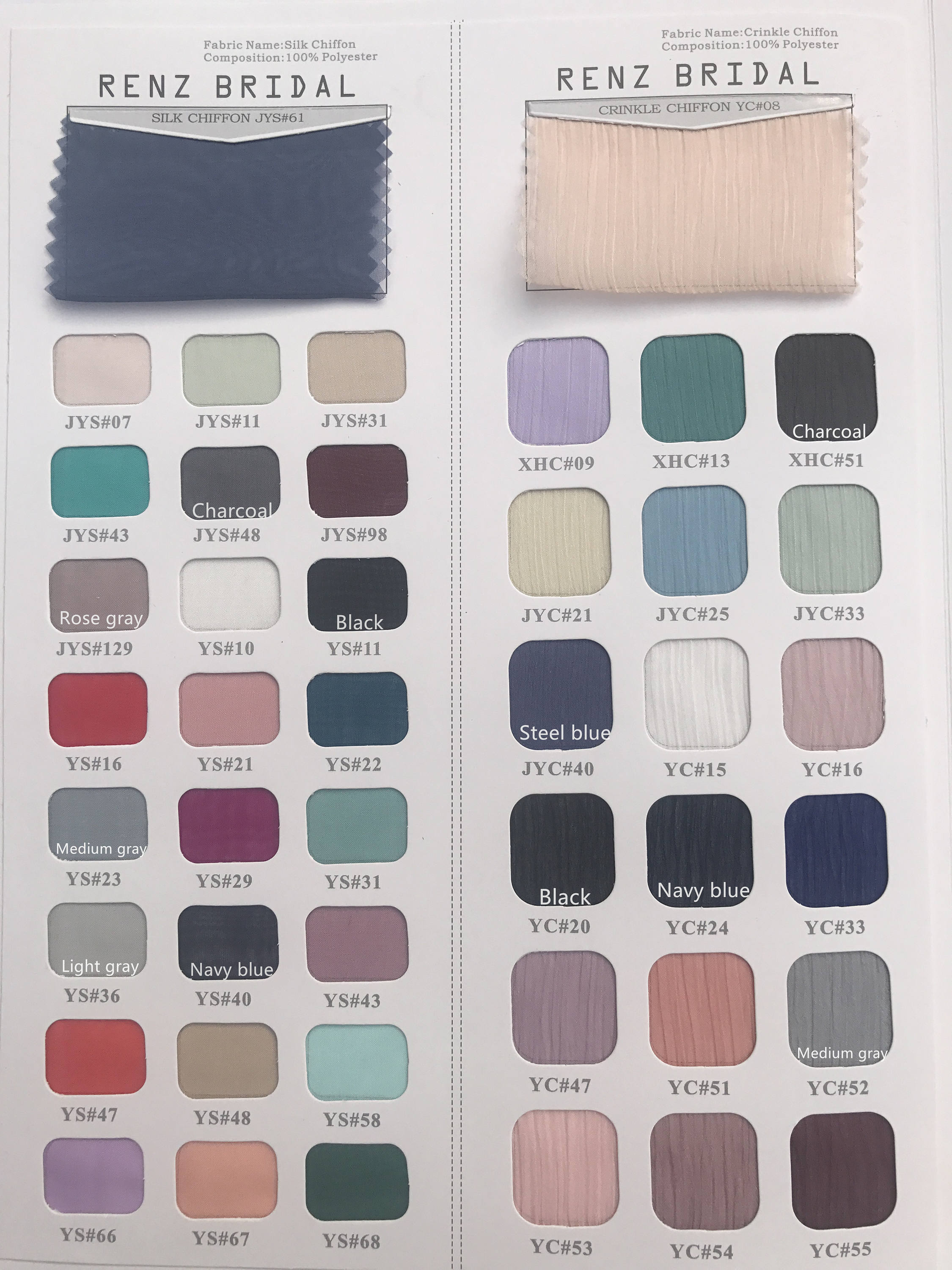 mori lee chiffon color swatch card