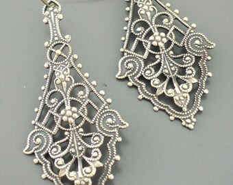 Vintage Earrings - Filigree Earrings - Brass Earrings - Victorian Earrings - handmade jewelry