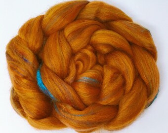 Rust - custom blended tops for spinning felting 100g Corriedale Shetland Sari Silk
