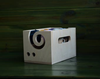 Unfinished Wooden Yarn bowl, unpainted plywood crate yarn, gift for crocheter, Decoupage Box yarn storage, unfinished crate DIY storage box