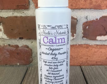 Organic Herbal Baby Powder - 100% Natural - Talc free - No Cornstarch - Lavender - Chamomile - Calendula - Soothing - 4.5oz