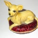SALE 36.00 Vintage ceramic Beswick Chihuahua dog on pillow England fawn color