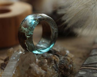 Dandelion ring wish jewelry dandelion seed Resin ring terrarium ring wish ring for bride promise ring custom jewelry engagement ring wooden