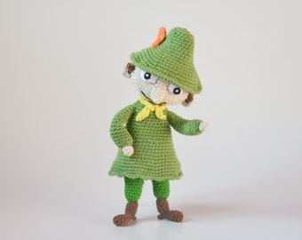 Crochet PATTERN No 1639 - Snufkin doll, moomins inspired character pattern by Krawka, moomin troll little my groke snorkmaiden