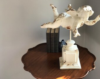 Antique Plaster Cherub on Stand - LOCAL PICKUP/delivery ONLY