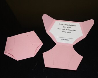 Diaper shaped Diaper Raffle Ticket Invitation