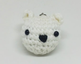 Crochet Polar Bear Amigurumi Keychain -Ready To Ship