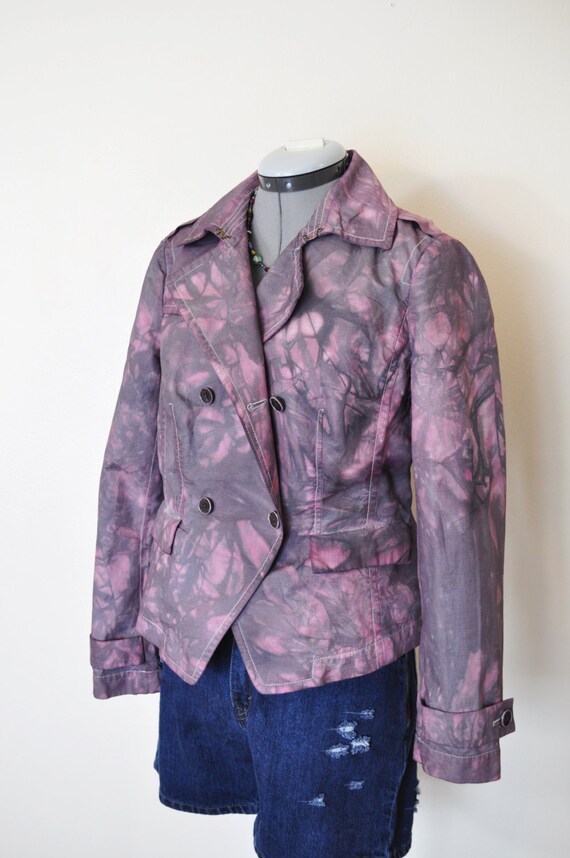 Purple Medium Linen JACKET Plum Violet Hand Dyed Upcycled