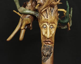 Hand carved sculpture wood alibustre face 2