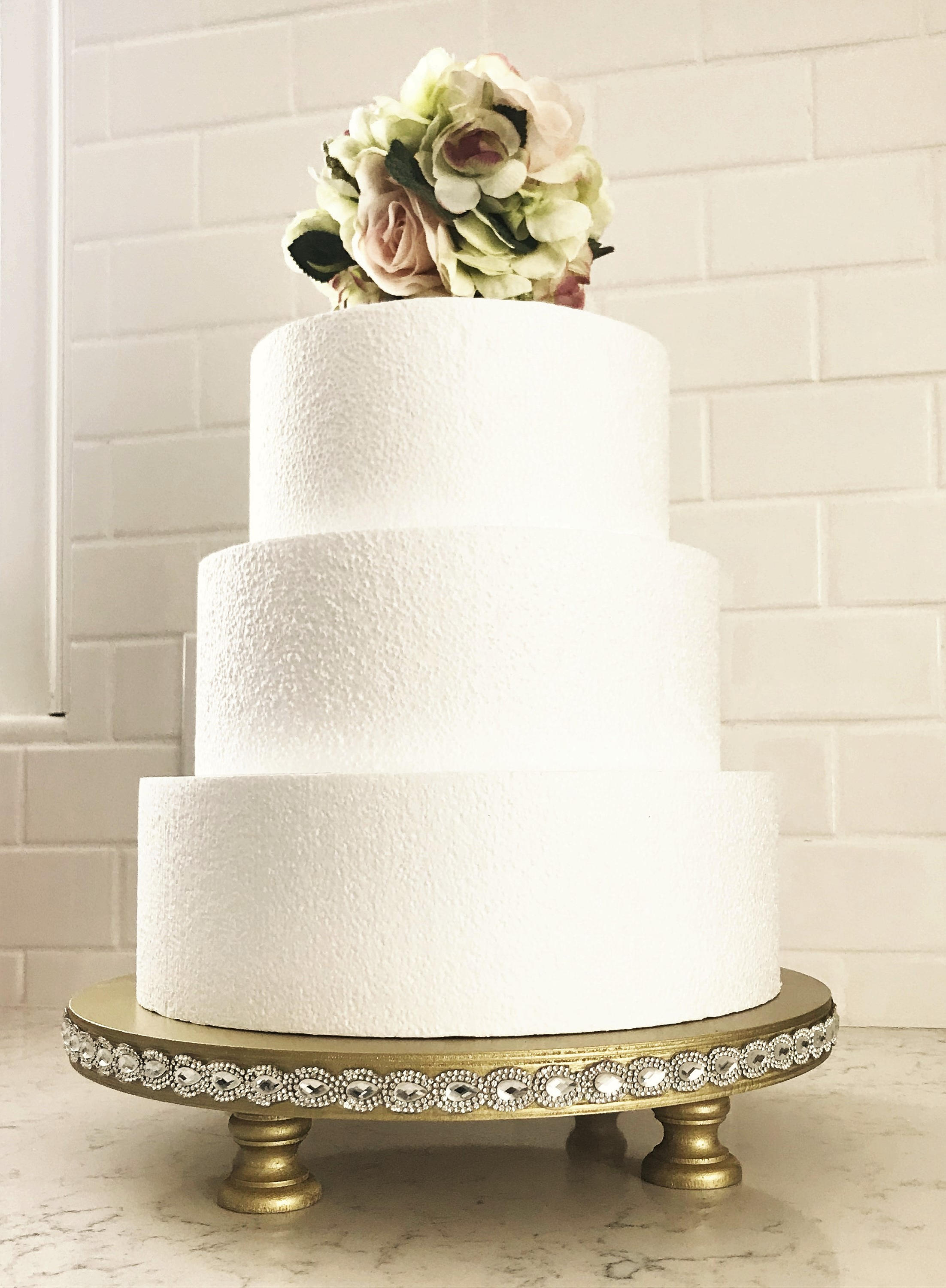 Wedding Cake Stand with Rhinestone Applique 14 inch Cake