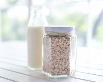 40 x 300ml medium hexagonal glass jars - White / black / gold / silver metal lids