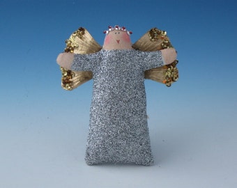 Angel Doll, Angel Ornament, Silver Sparkly Angel
