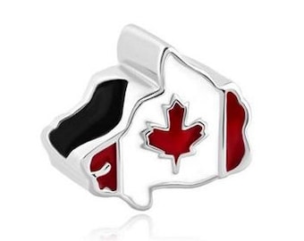 Canada Bead, Canada Charm, Large Hole Bead, European Bead, Charm Bead, Charm Bracelet, European Charm, Big Hole Bead, Red, White