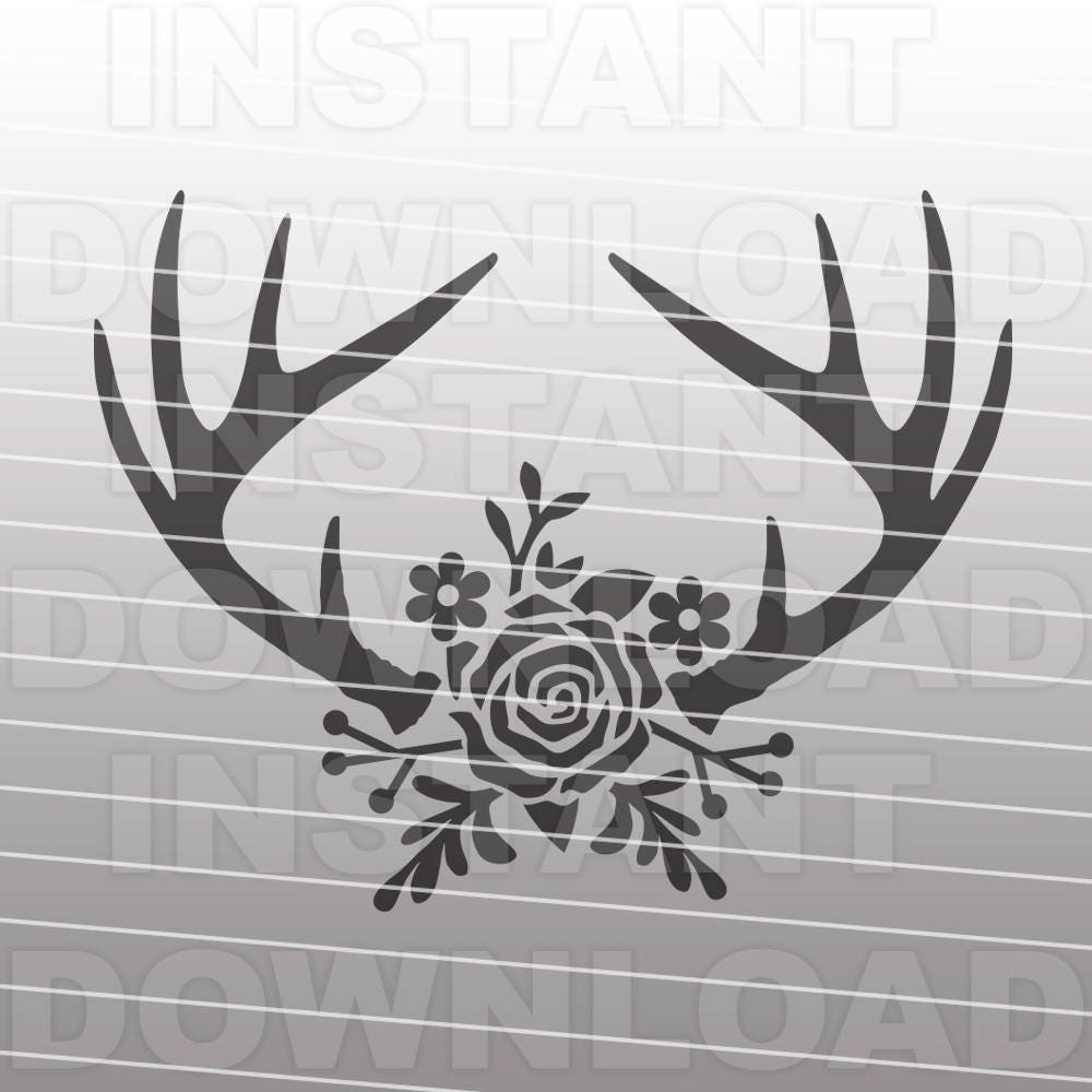 Download Floral Antlers SVG File,Rustic Deer Antlers SVG,Flowers ...
