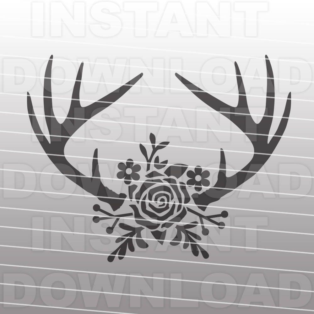 Floral Antlers SVG FileRustic Deer Antlers SVGFlowers svg