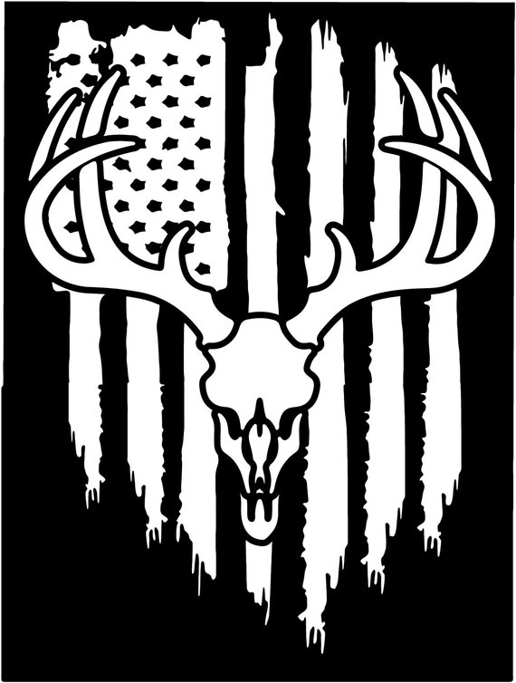 American flag Buck Whitetail Deer Fishing Hunting vinyl die