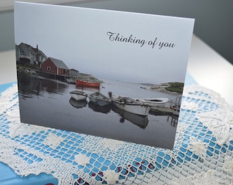 Artisan Note Cards, Photo Card, Greeting Card, Stationary, Seascape PhotoCard, Fishing Village ,Thinking of You Card, Peggy's Cove, NS, Gift