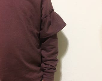 Sleeve Ruffle Sweater || Purple