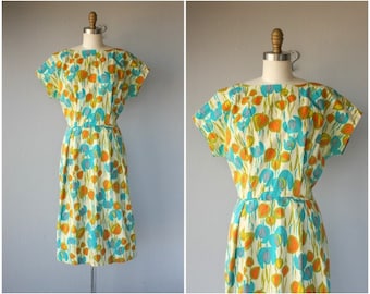 Vintage 1960s Dress • 60s Day Dress • 1960s Floral Print Dress • 60s Wiggle Dress • 60s Floral Dress • 50s Dress - (large)