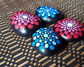 Set of four mandala rocks