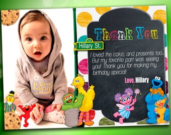 Sesame Street Thank you card. Sesame Street Birthday . Sesame Street Photo Thank you. Sesame Street Party