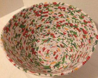 Round Coiled Fabric Bowl, Bright Multi-Color